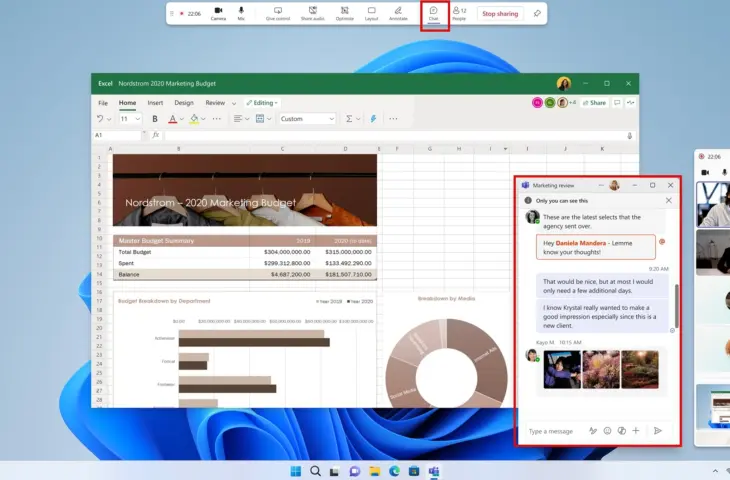 Microsoft Teams chatvenster